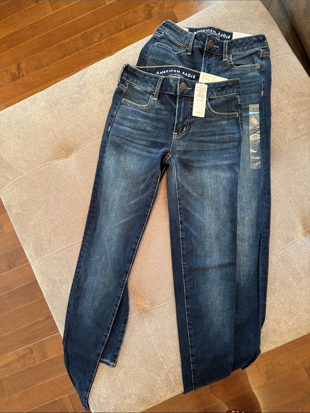 2 NEW PAIRS - American Eagle Outfitters Women’s Dark Indigo Skinny Jeans. 0Long